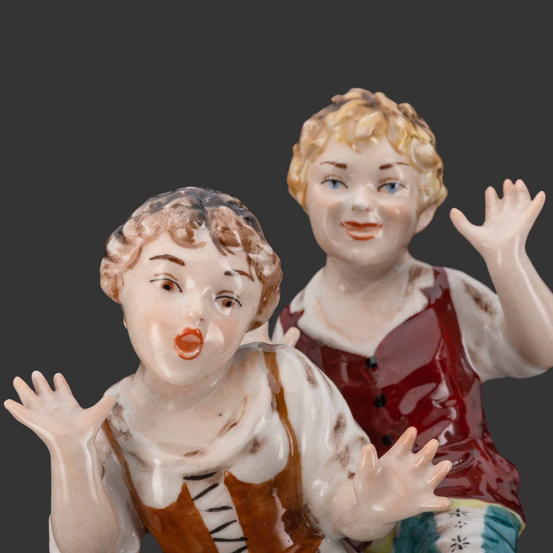 Статуэтка "Дети разбили вазу", MS Spain,, фарфор, роспись, золочение, Испания, 1980-2000 гг.