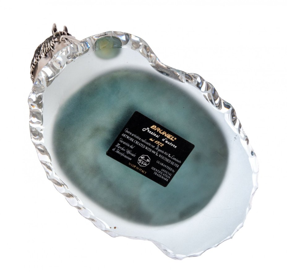 Статуэтка "Лошадь с жеребенком", серебро, стекло, фирма "Brunel", Италия, 1972-1990 гг.