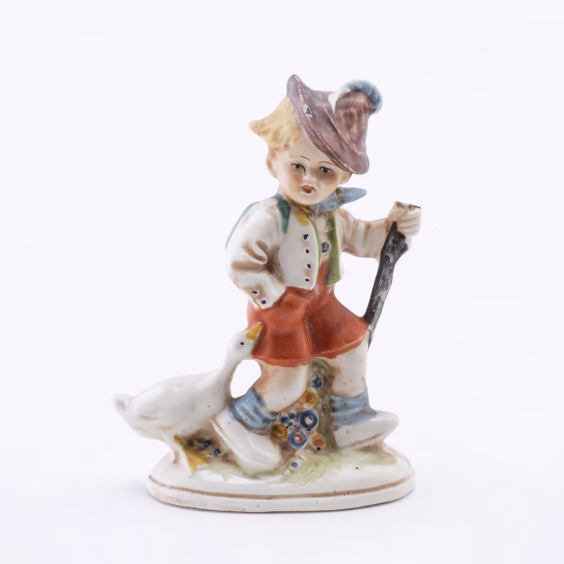 Статуэтка "Мальчик с гусем", фарфор, роспись, Германия, 1940-1960 гг.