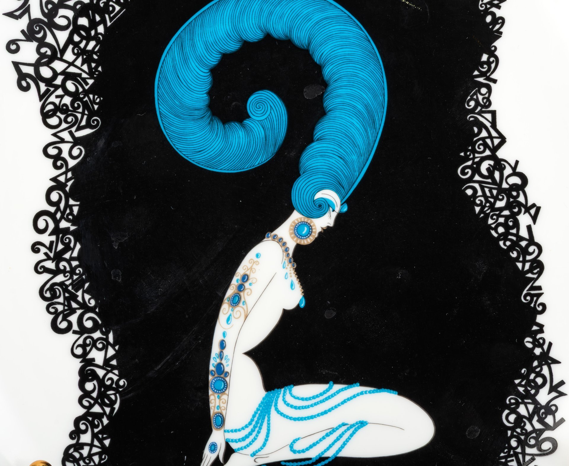 Тарелка декоративная "Два" (из коллекции "Цифры" по эскизу Эрте), фарфор, деколь, Япония, 1986 г.