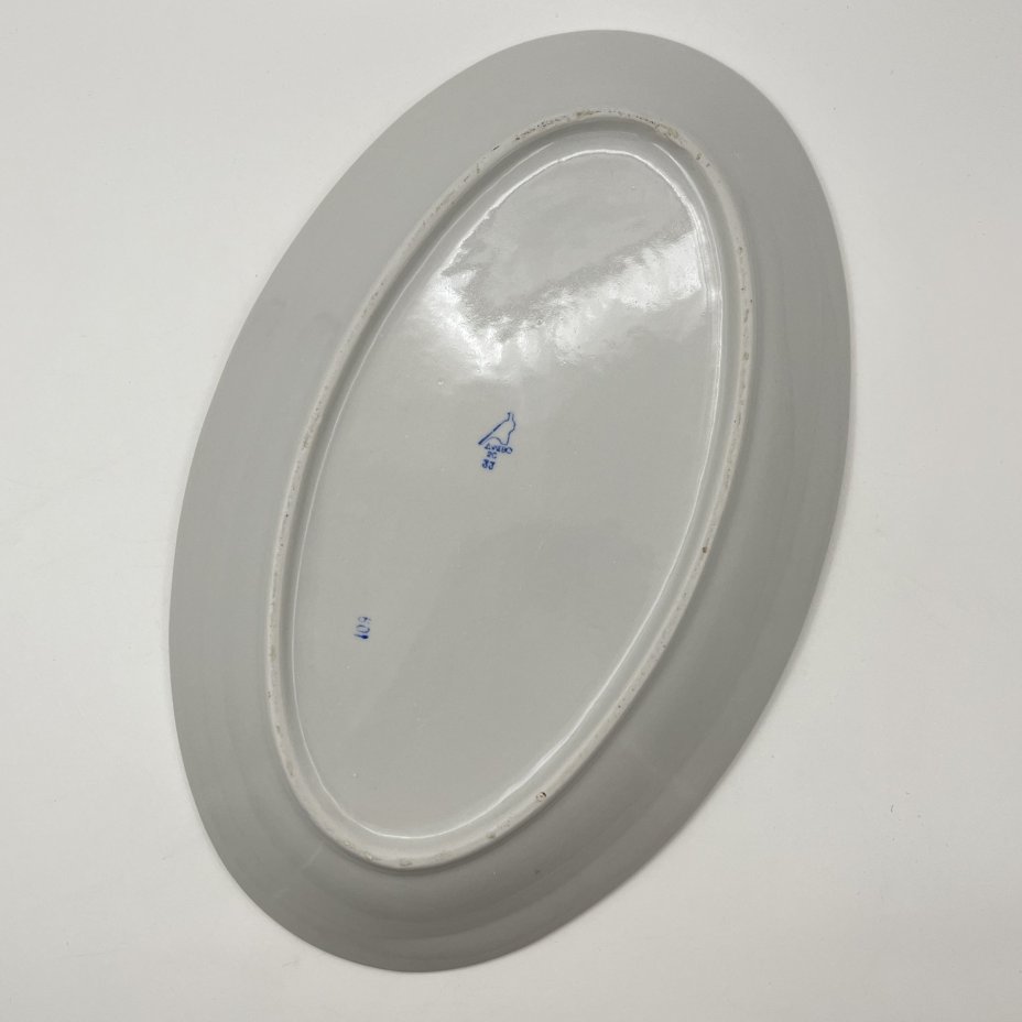 Салатник (селёдочница) с цветочным декором, фарфор, деколь, Дулевский фарфоровый завод (Дулёво), СССР, 1968-1991 гг.