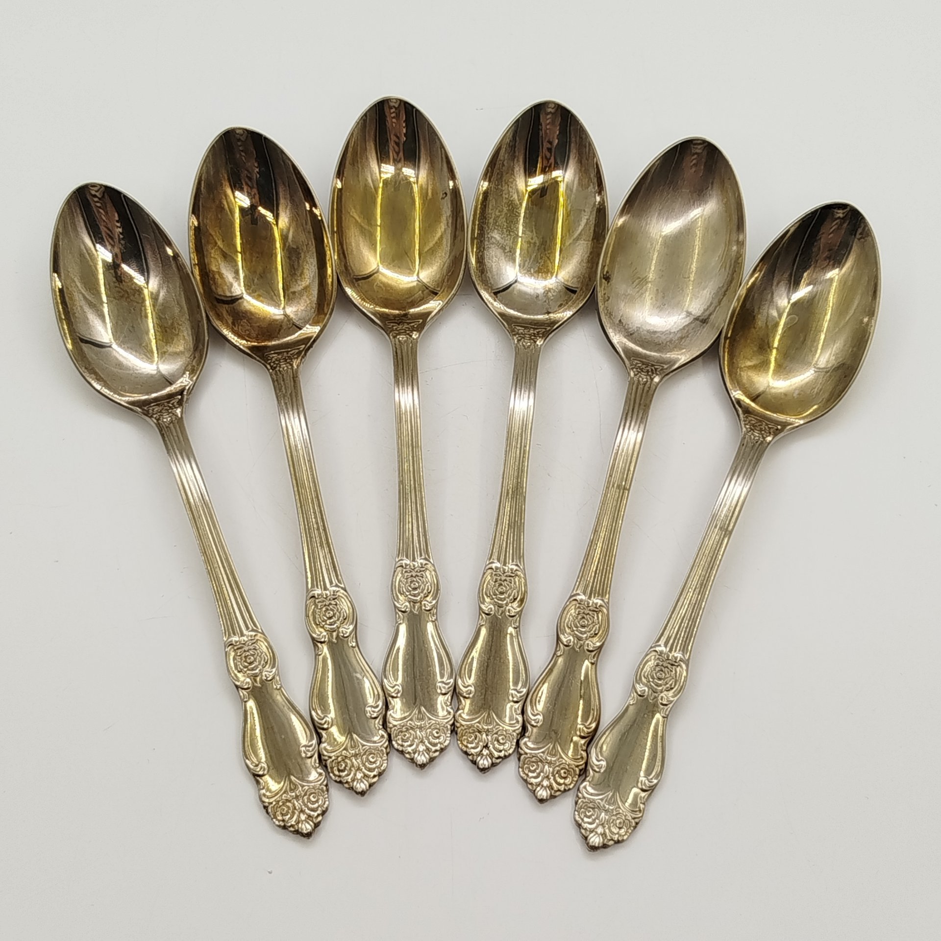 Набор из шести десертных ложек "Серебряная роза"