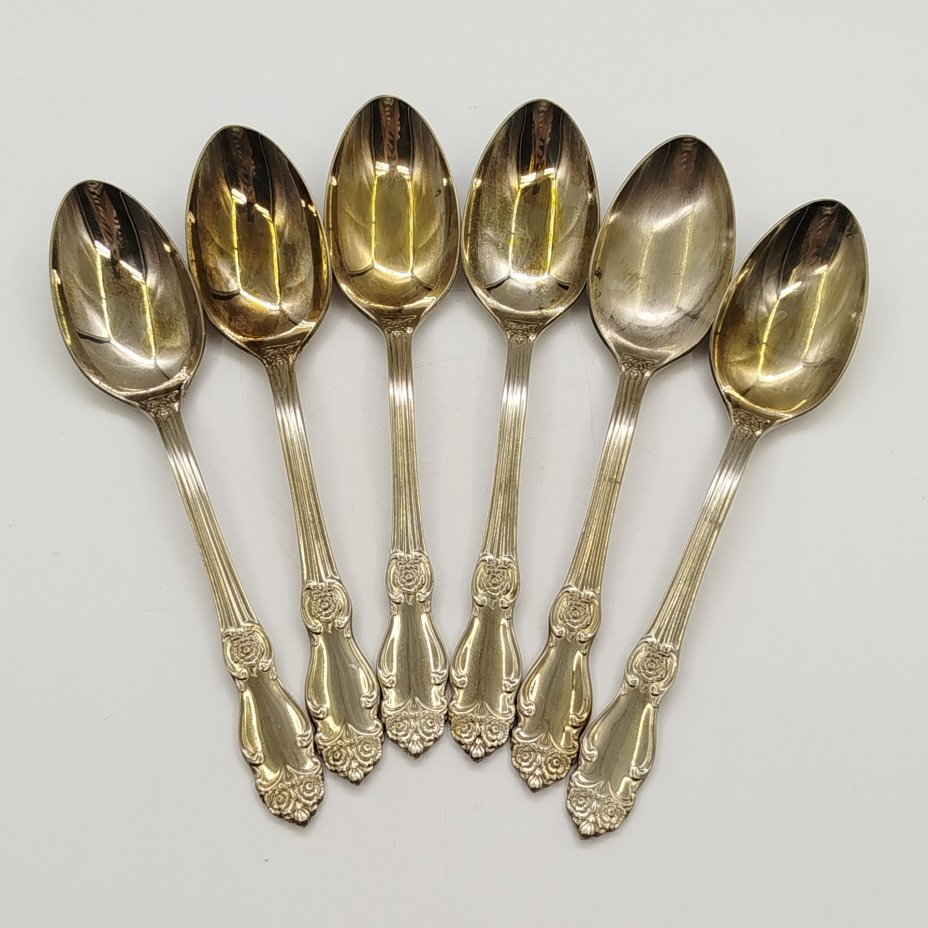 Набор из шести десертных ложек "Серебряная роза"