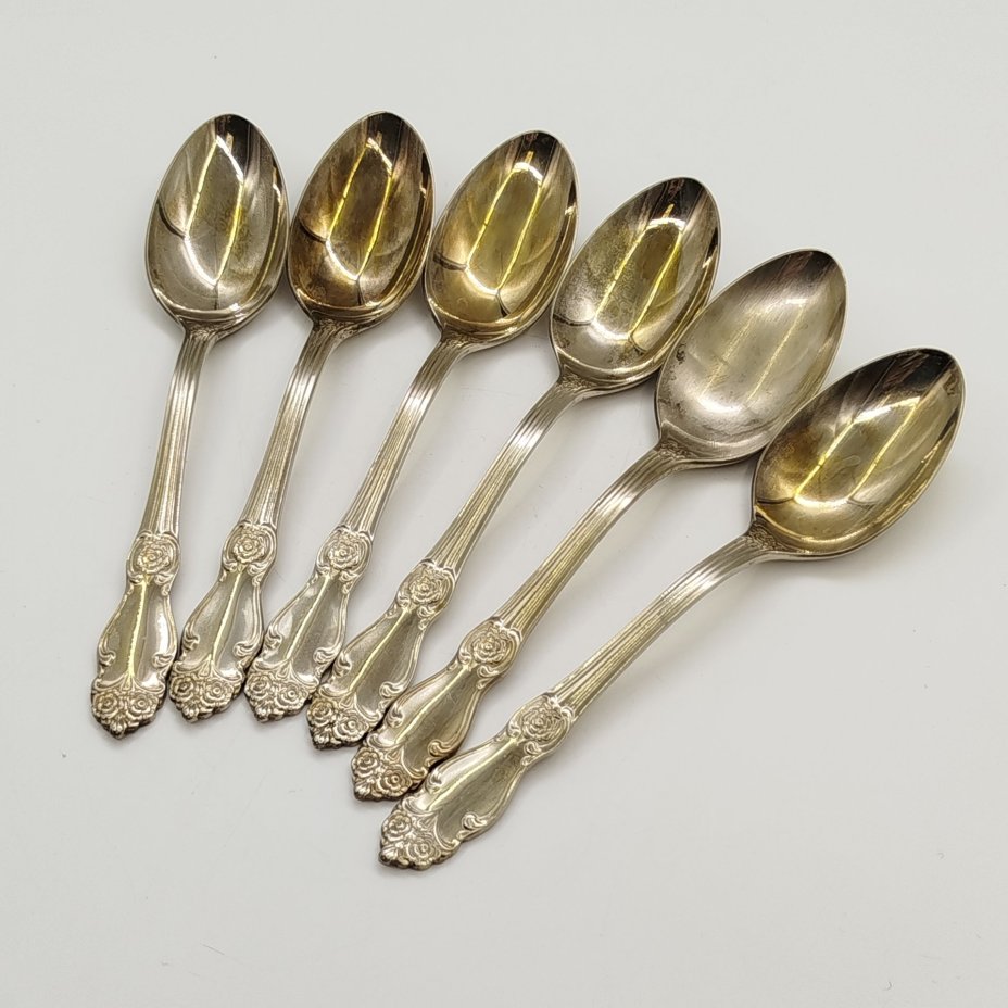 Набор из шести десертных ложек "Серебряная роза"