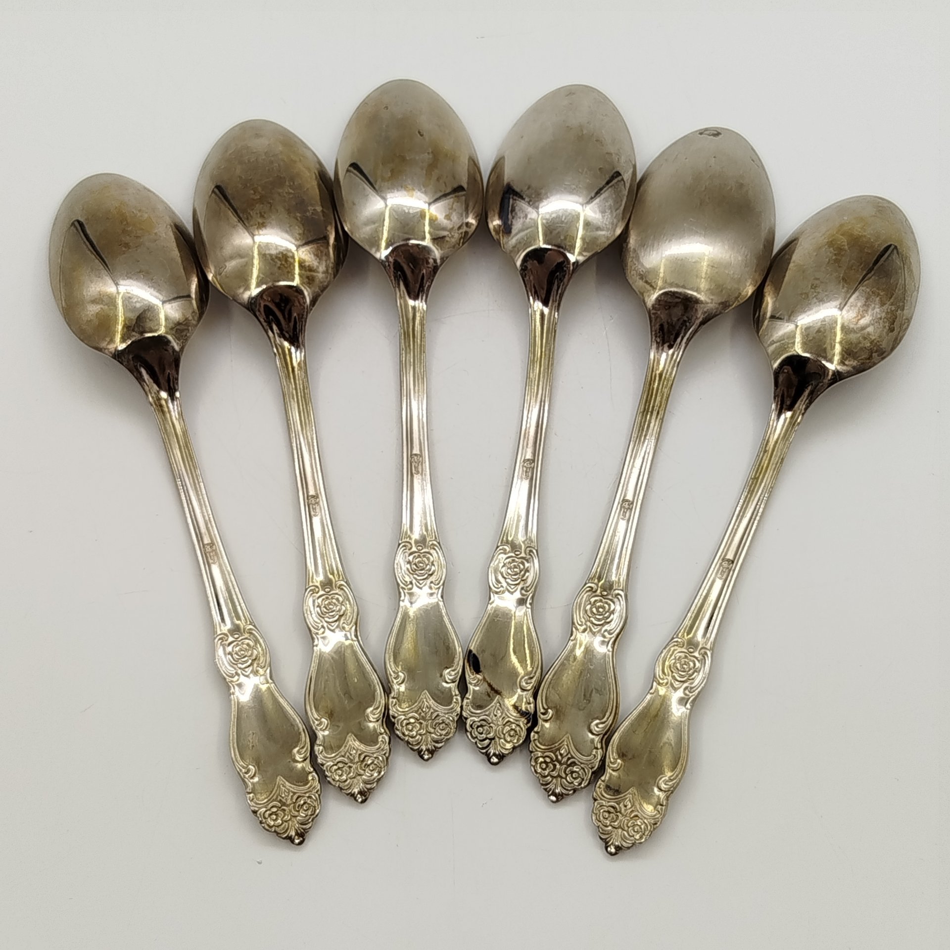 Набор из шести десертных ложек "Серебряная роза"