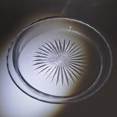 Блюдо (поднос) с резным декором, стекло, пресс, резьба, СССР, 1970-1990 гг.