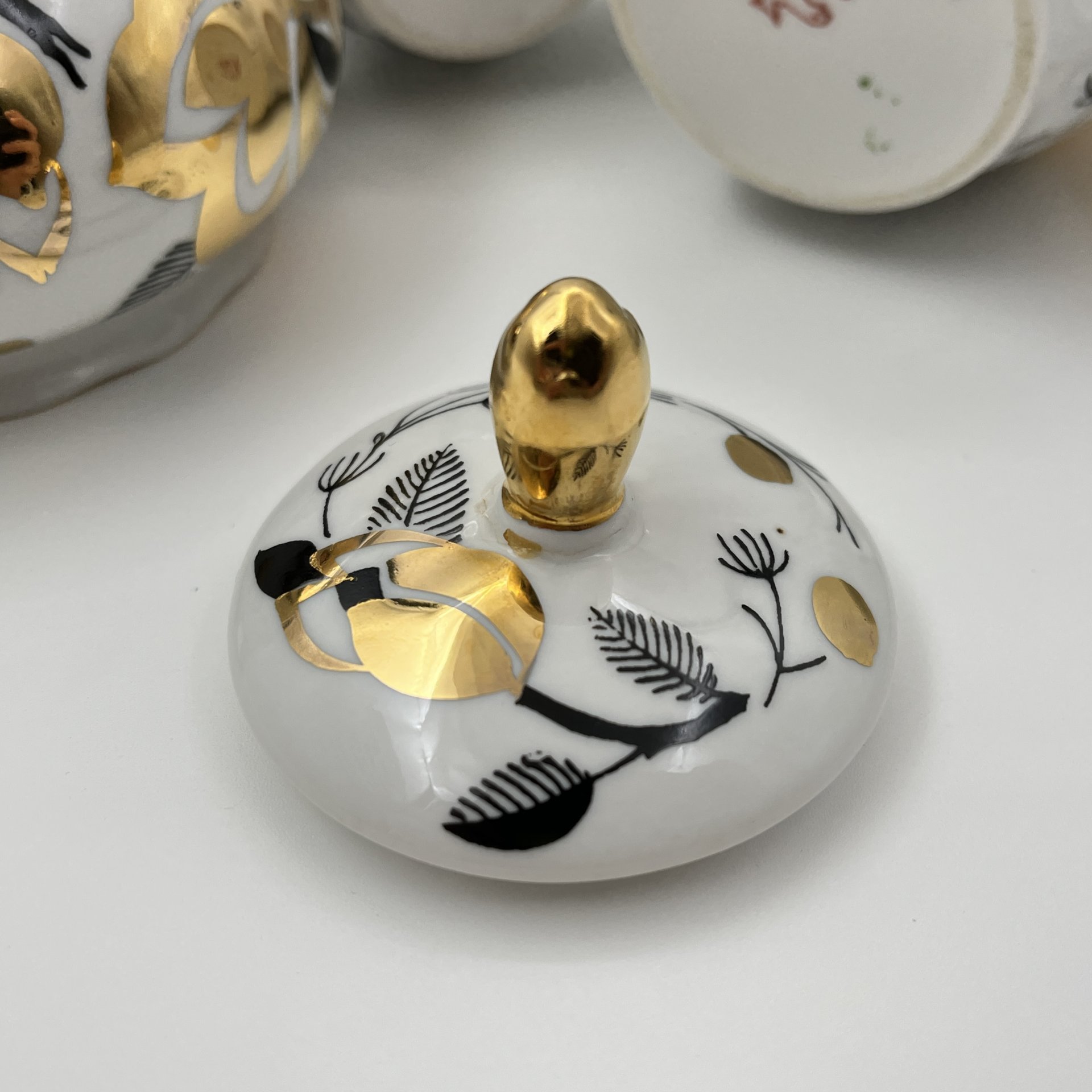 Набор чайный "Золотая роза" (3 предмета), фарфор, деколь, золочение, Дмитровский фарфоровый завод (ДФЗ Вербилки), СССР, 1965-1991 гг.