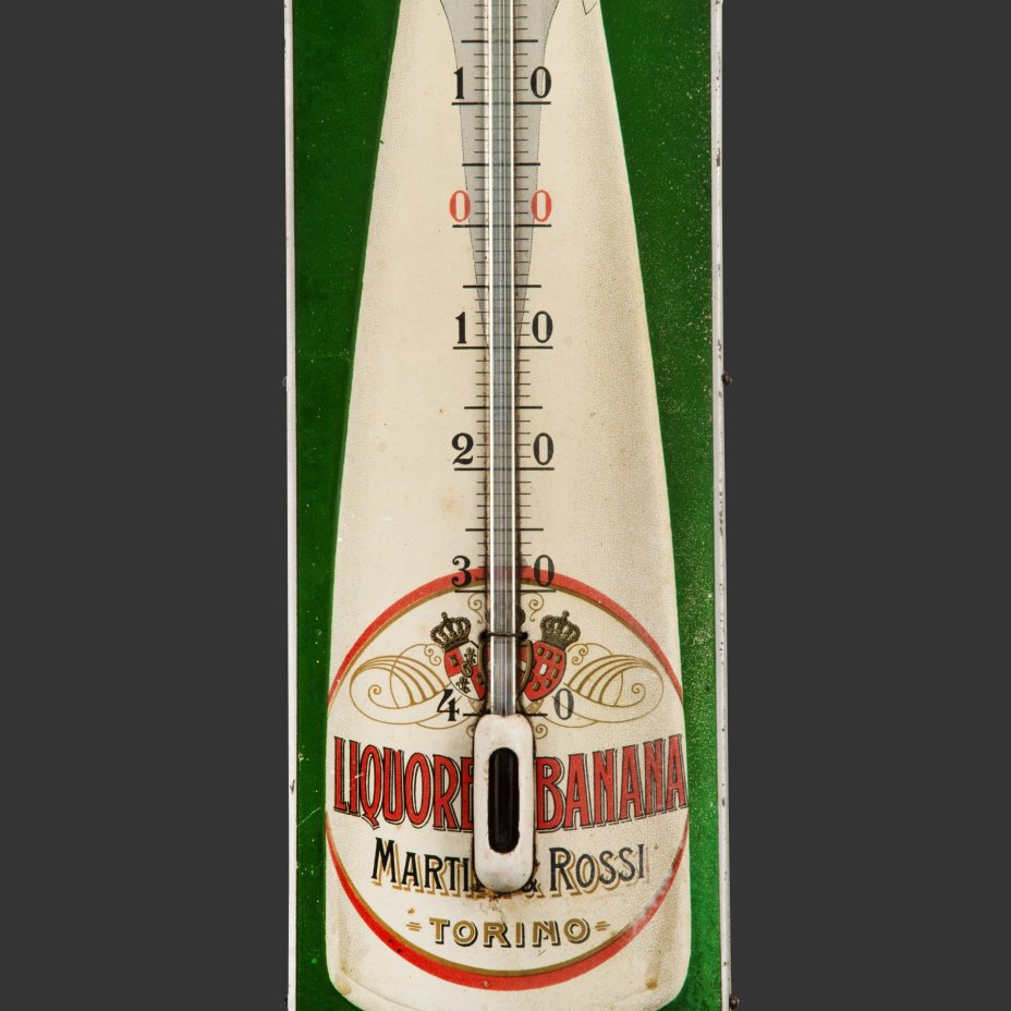 Термометр "Мартини и Росси" (Martini & Rossi), жесть, печать, дерево, металл, Фабрика «Жако и Бонакер», Российская империя, 1890-1910 гг.