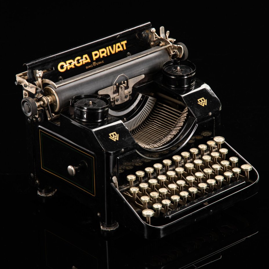 Машинка печатная "Orga Privat", Bing Werke AG, металл, стекло, лак, Германия, 1922-1940 гг.