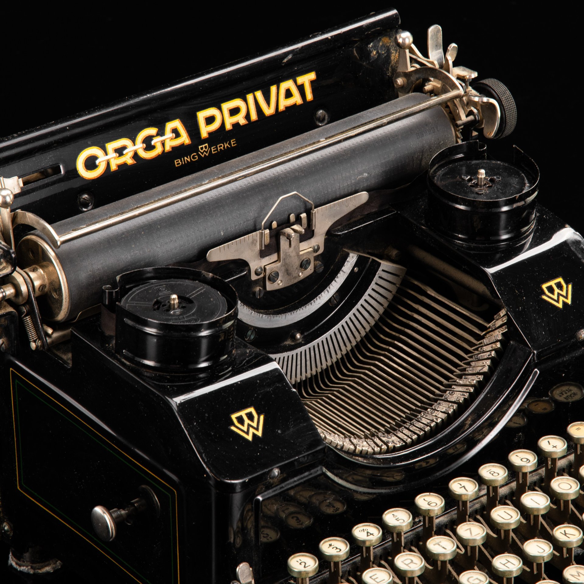 Машинка печатная "Orga Privat", Bing Werke AG, металл, стекло, лак, Германия, 1922-1940 гг.