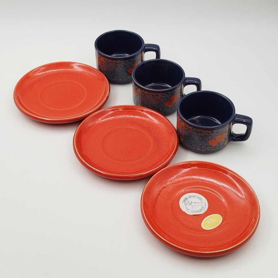 Набор из 3-х кофейных пар с декором в виде сердец