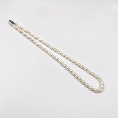 Винтажные бусы из бусин овальной формы, металл, имитация речного жемчуга, Россия, 1980-2000 гг.