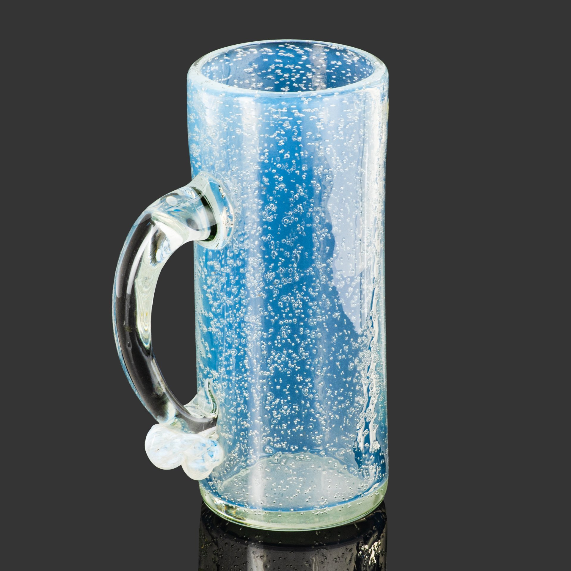 Кружка пивная большая из сульфидно-цинкового стекла, цветное стекло, гутная техника, Львовская керамико-скульптурная фабрика (ЛКСФ), СССР, 1970-1980 гг.