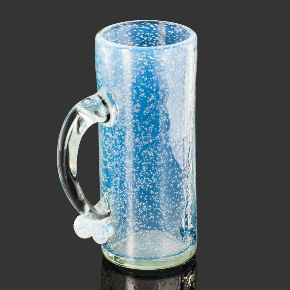 Кружка пивная большая из сульфидно-цинкового стекла, цветное стекло, гутная техника, Львовская керамико-скульптурная фабрика (ЛКСФ), СССР, 1970-1980 гг.