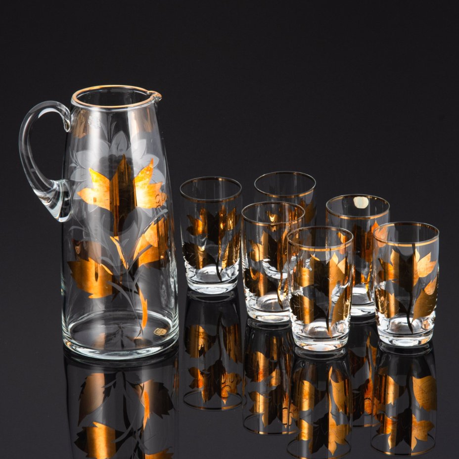 Питейный набор "Подсолнух" (кувшин и стаканы на 6 персон), Bohemia Crystal (Bohemia Glass)