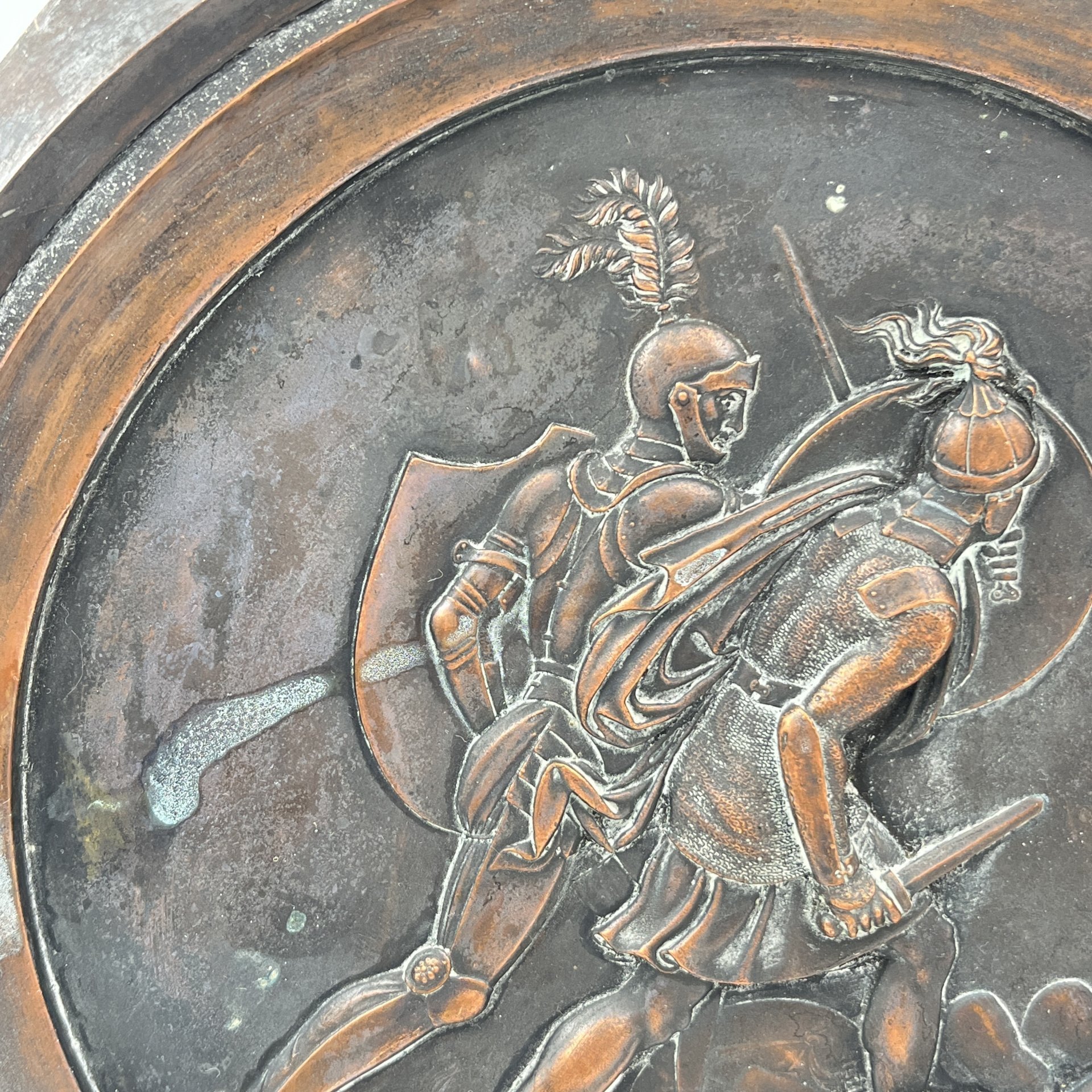 Настенное панно (медальон) "Сражение на высотах Кацбахских 1813", автор Ф.П. Толстой, металл, СССР, 1960-1980 гг.