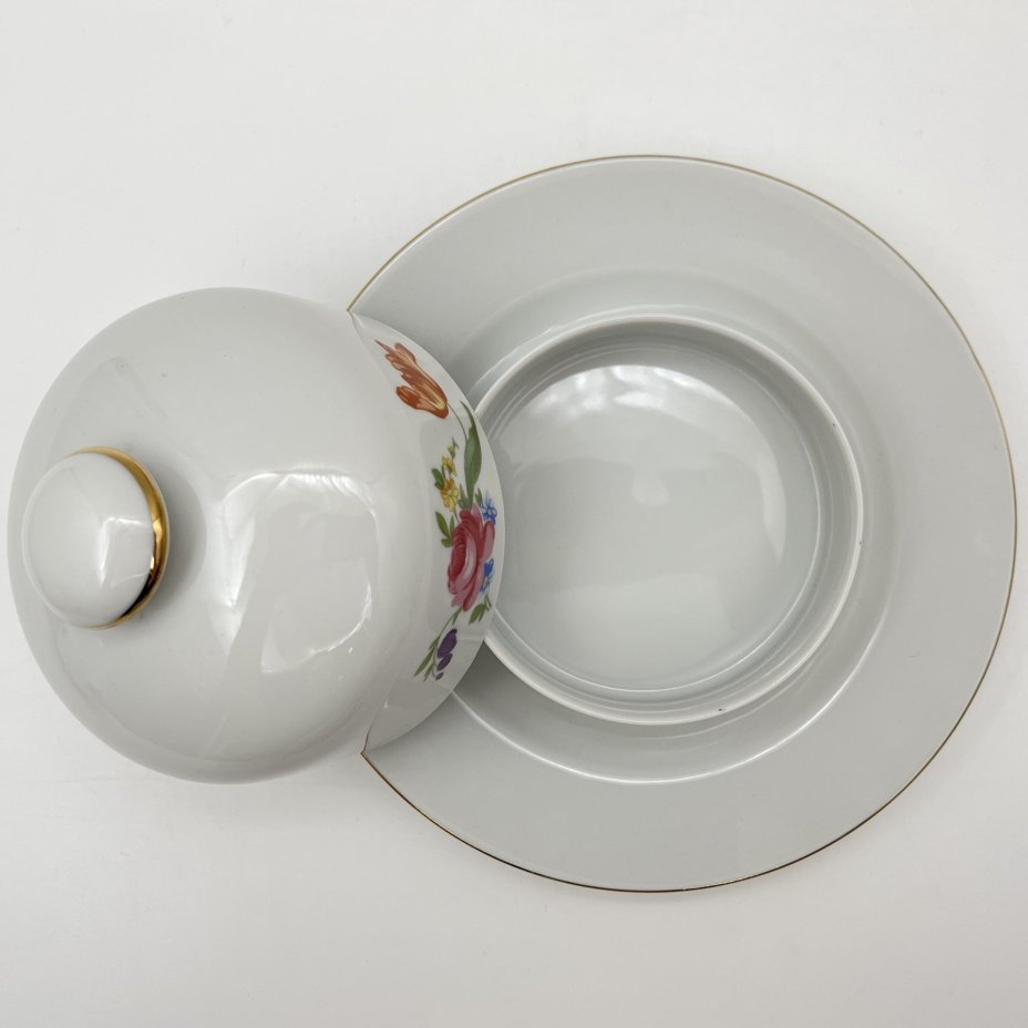 Сервиз чайно-кофейный "Мейсенский букет" на 4 персоны (17 предметов), фарфор, деколь, золочение, Graf Von Henneberg Porzellan, 1777 Jlmenau, ГДР, 1977-1990 гг.