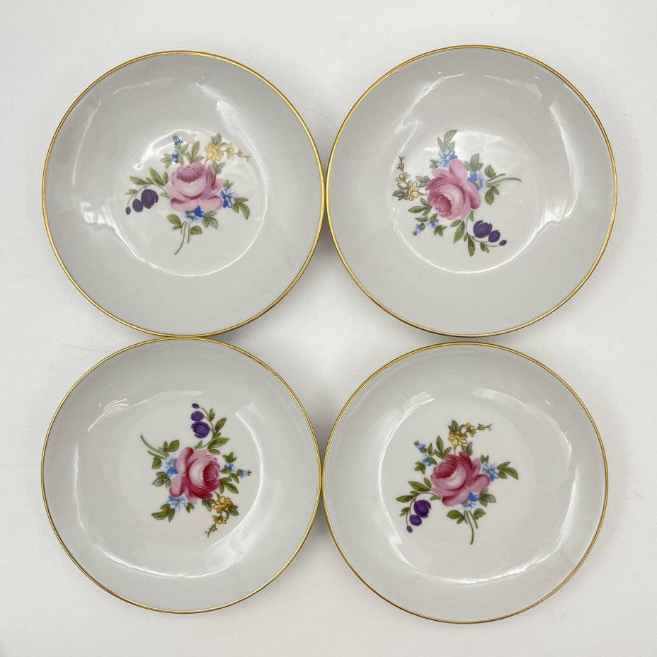 Сервиз чайно-кофейный "Мейсенский букет" на 4 персоны (17 предметов), фарфор, деколь, золочение, Graf Von Henneberg Porzellan, 1777 Jlmenau, ГДР, 1977-1990 гг.