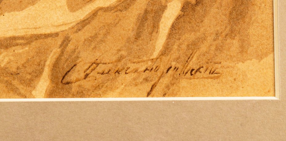 Хромолитография по картине "Русская молодица" в раме, автор акварели Степан Федорович Александровский, Артистическое заведение А.Ф. Маркса