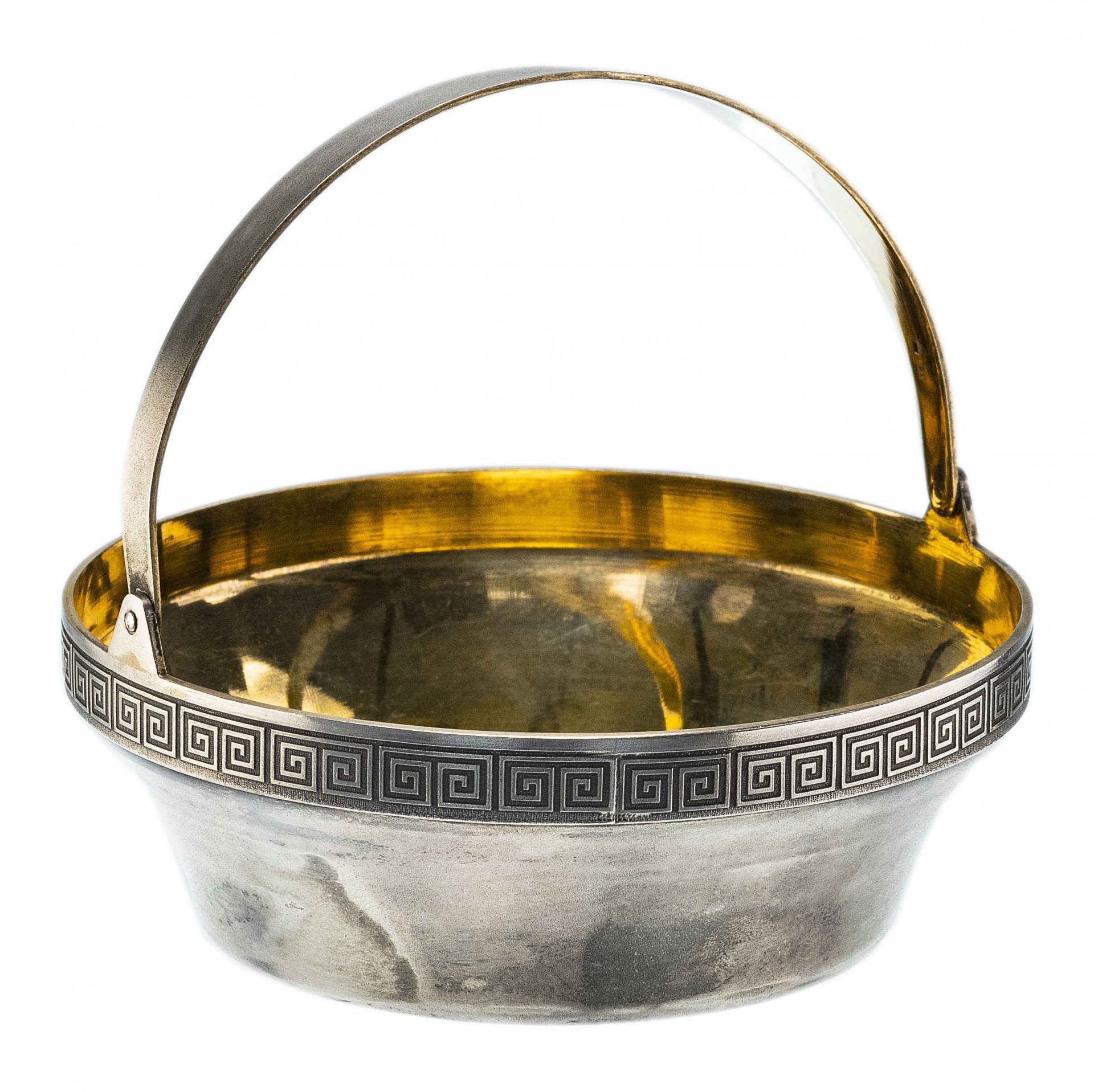 Сахарница с ручкой, серебро 916 пр., золочение, СССР, 1958-1993 гг.