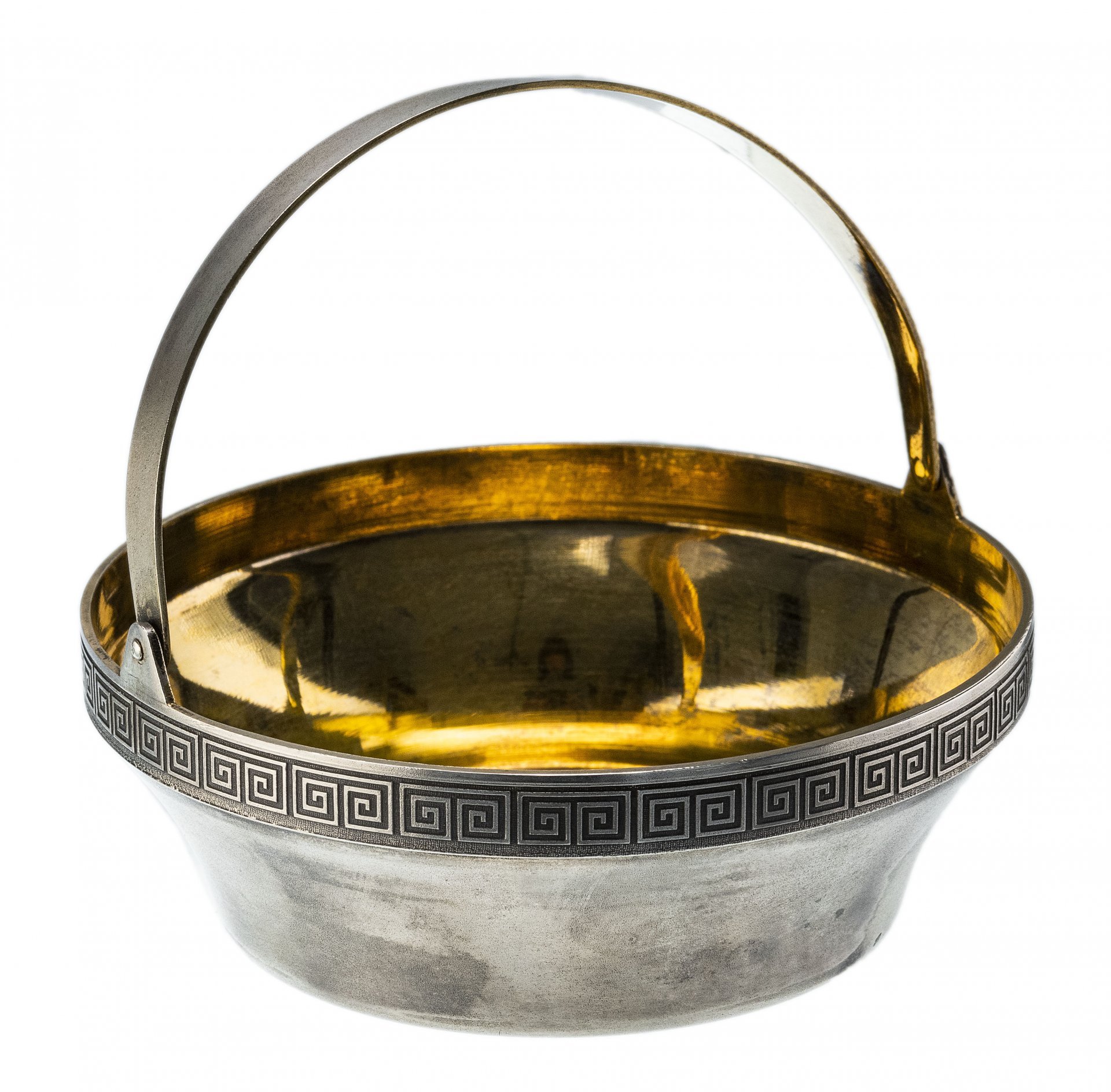 Сахарница с ручкой, серебро 916 пр., золочение, СССР, 1958-1993 гг.