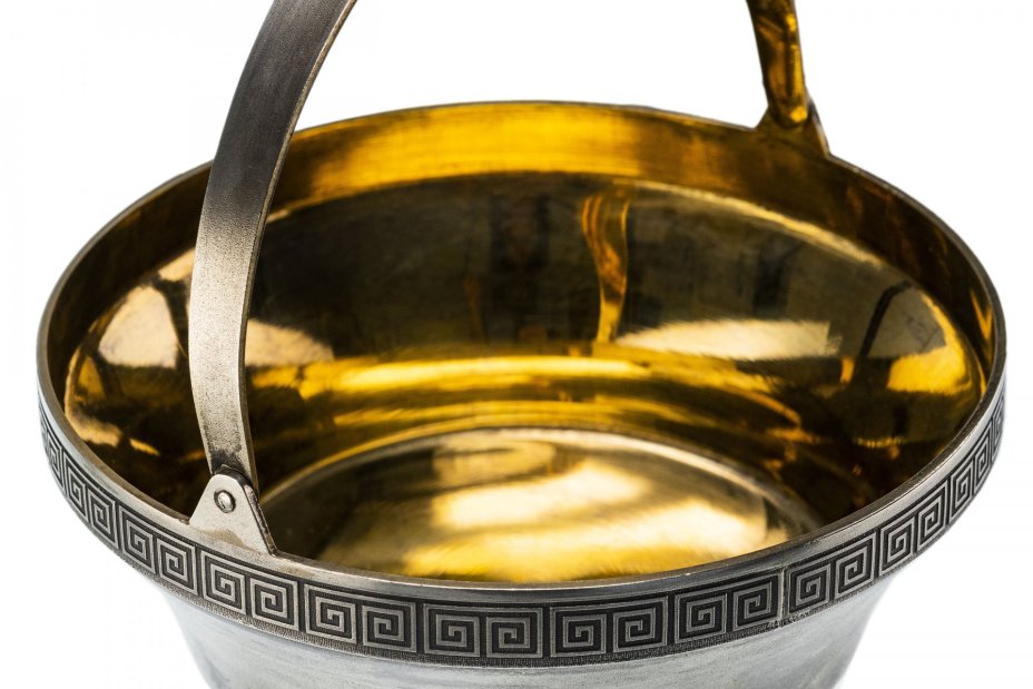 Сахарница с ручкой, серебро 916 пр., золочение, СССР, 1958-1993 гг.
