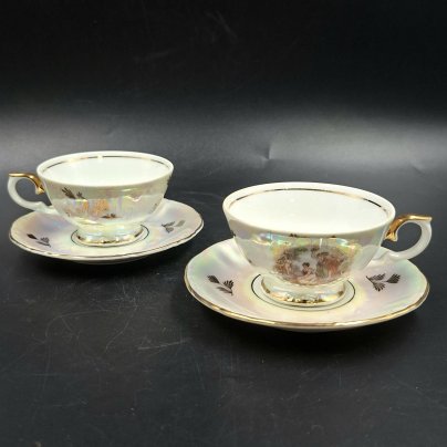 Набор из двух кофейных пар "Мадонна", фарфор, люстр, деколь, золочение, Kahla, ГДР, 1960-1990 гг.