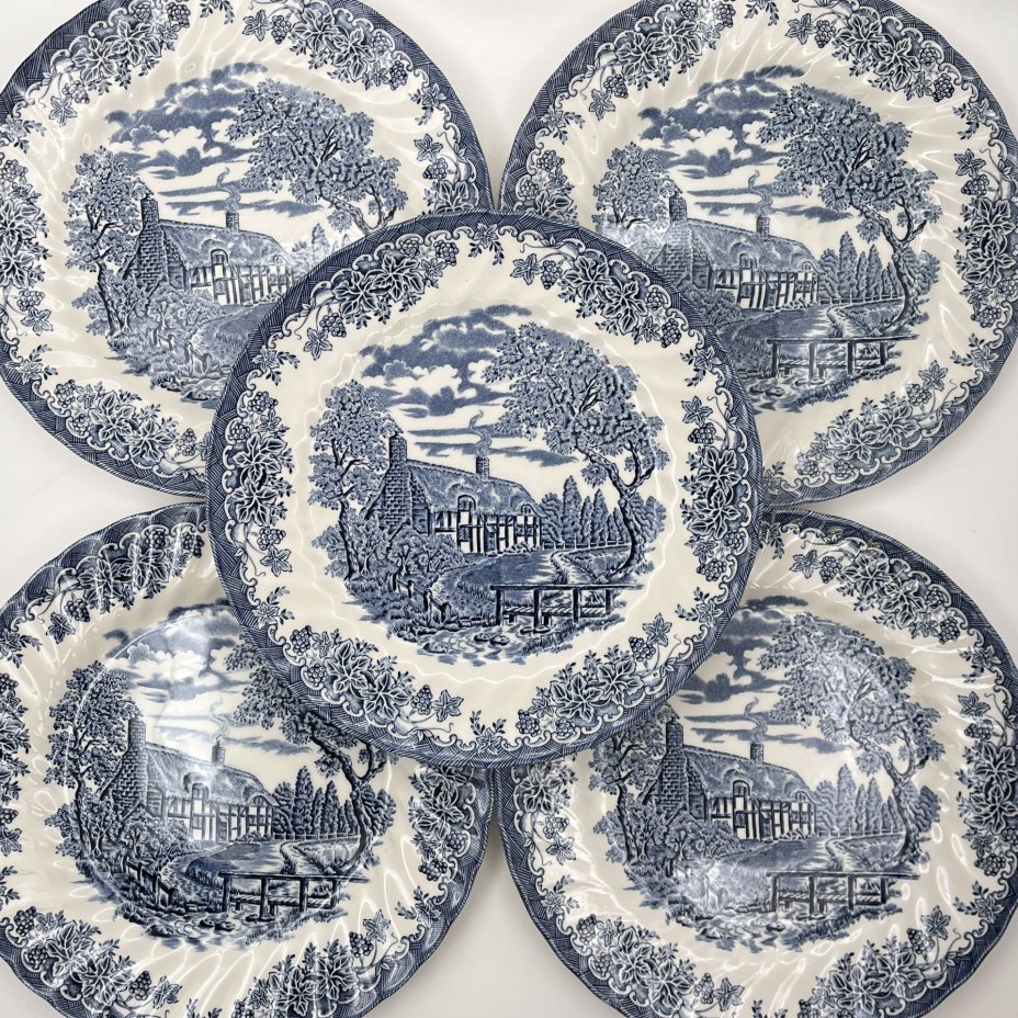 Набор обеденных тарелок с английским сельским пейзажем на 7 персон, Churchill