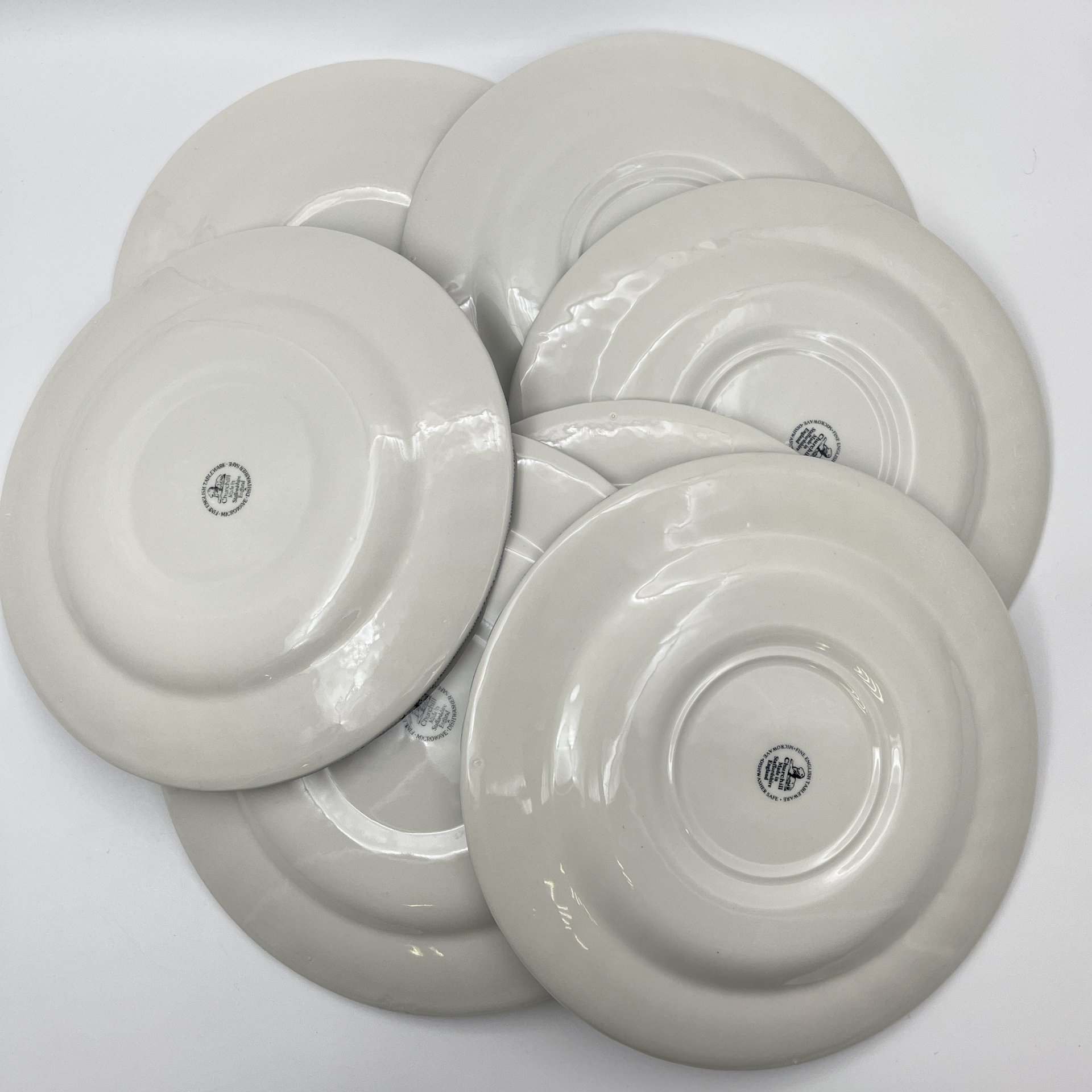 Набор обеденных тарелок с английским сельским пейзажем на 7 персон, Churchill, фаянс, деколь, Великобритания, 1990-2010 гг.