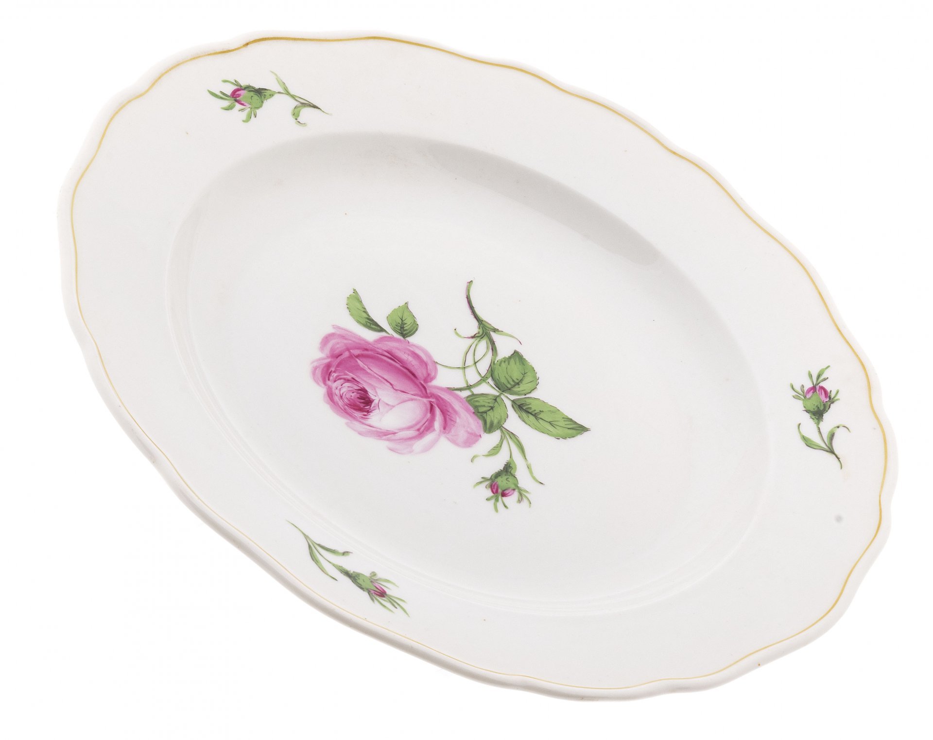 Тарелка обеденная "Роза", фарфор, роспись, мануфактура "Мейсен" (Meissen), Германия, 1945-1950 гг., Meissen (Мейсенский фарфор)