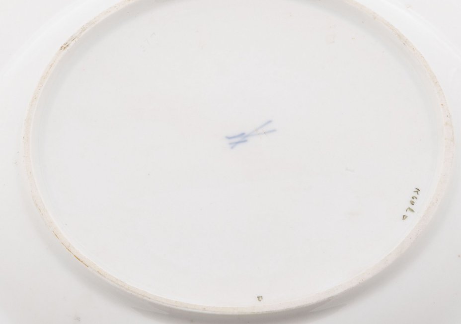 Тарелка обеденная "Роза", фарфор, роспись, мануфактура "Мейсен" (Meissen), Германия, 1945-1950 гг., Meissen (Мейсенский фарфор)