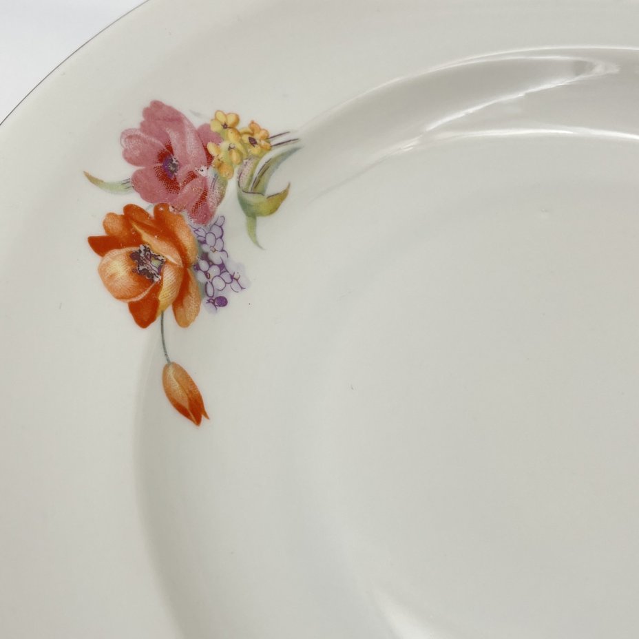 Набор из шести суповых тарелок с цветочным декором, фарфор, деколь, золочение, Chodziez, Польша, 1964-1990 гг.