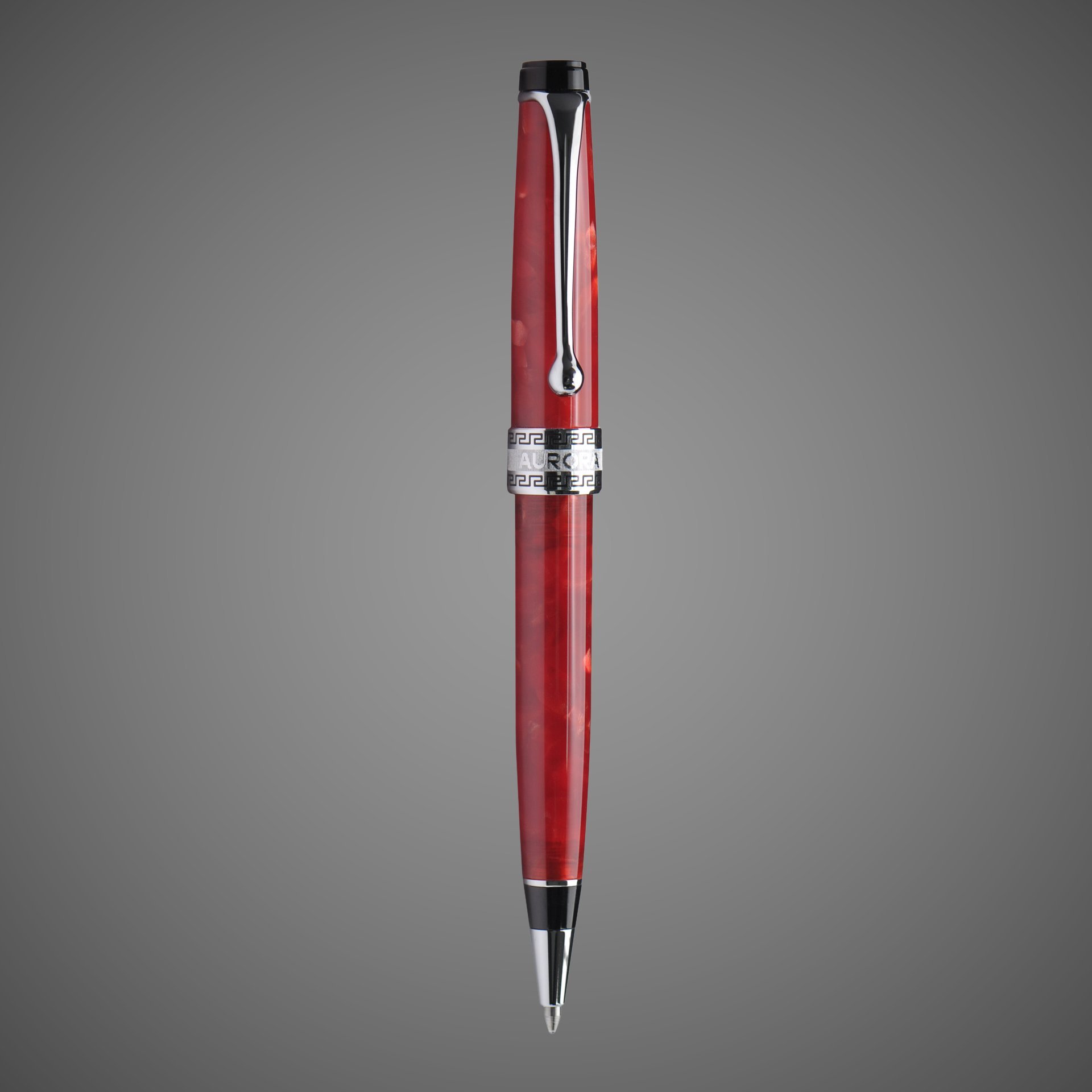 Шариковая ручка Aurora Optima Auroloide Red CT стержень: M, цвет чернил: blue, в подарочной коробке, Лаки и смолы: смола, хром