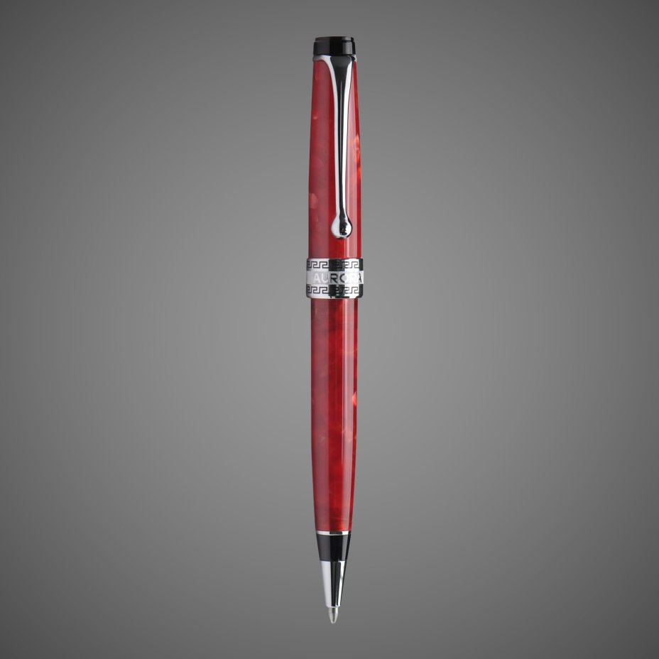 Шариковая ручка Aurora Optima Auroloide Red CT стержень: M, цвет чернил: blue, в подарочной коробке, Лаки и смолы: смола, хром