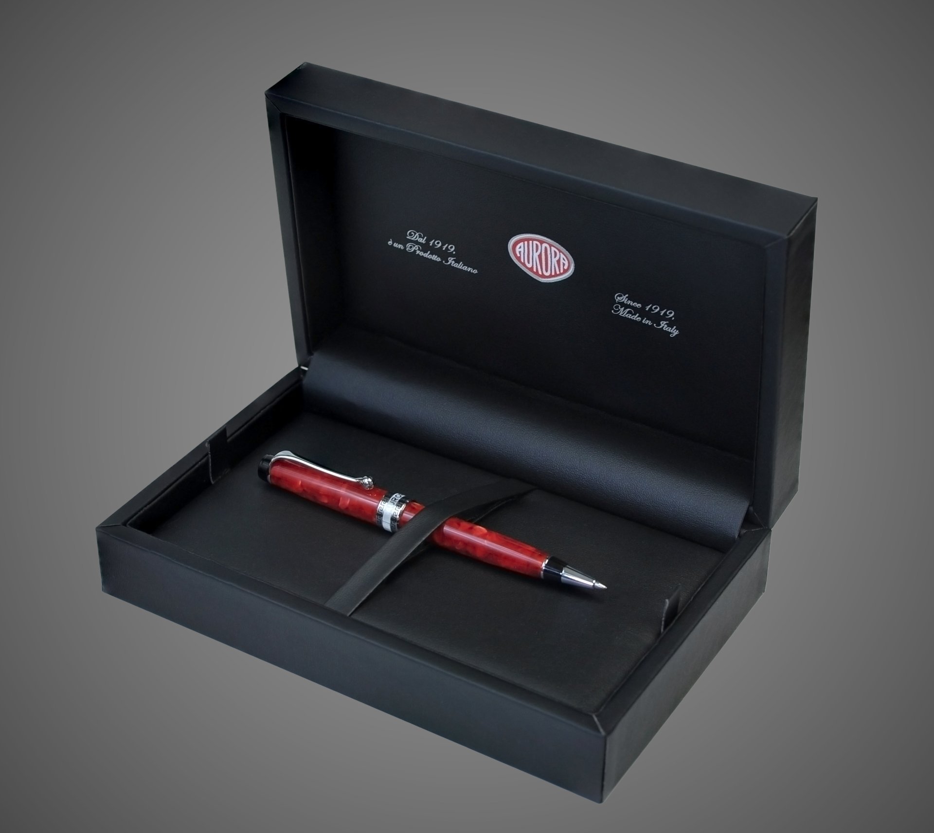 Шариковая ручка Aurora Optima Auroloide Red CT стержень: M, цвет чернил: blue, в подарочной коробке, Лаки и смолы: смола, хром