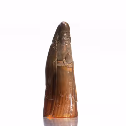 Статуэтка "Шоу-син" (Божество долголетия), рог, резьба, Китай, 1970-1980 гг.