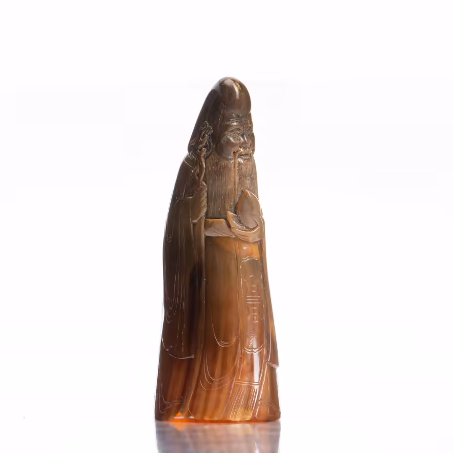 Статуэтка "Шоу-син" (Божество долголетия), рог, резьба, Китай, 1970-1980 гг.