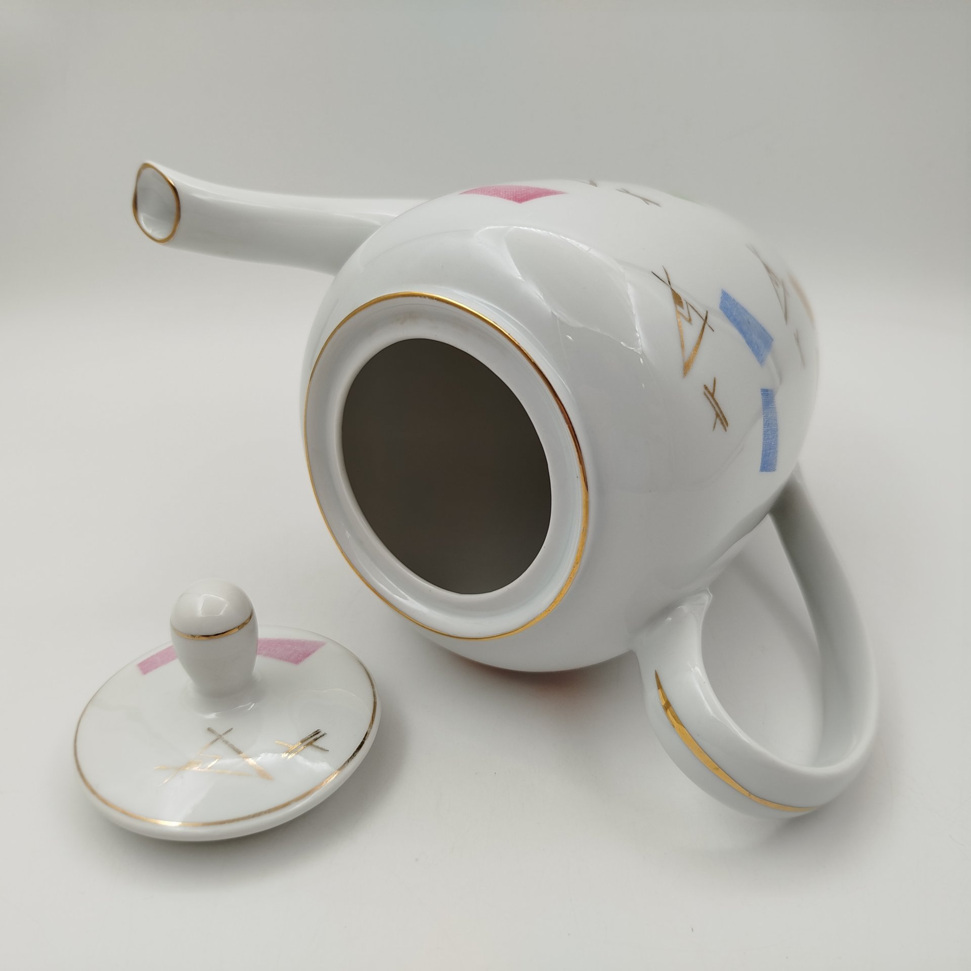 Кофейник украшенный абстрактным декором, фарфор, деколь, Fortuna Eisenberg, Германия, 1960-1973 гг.