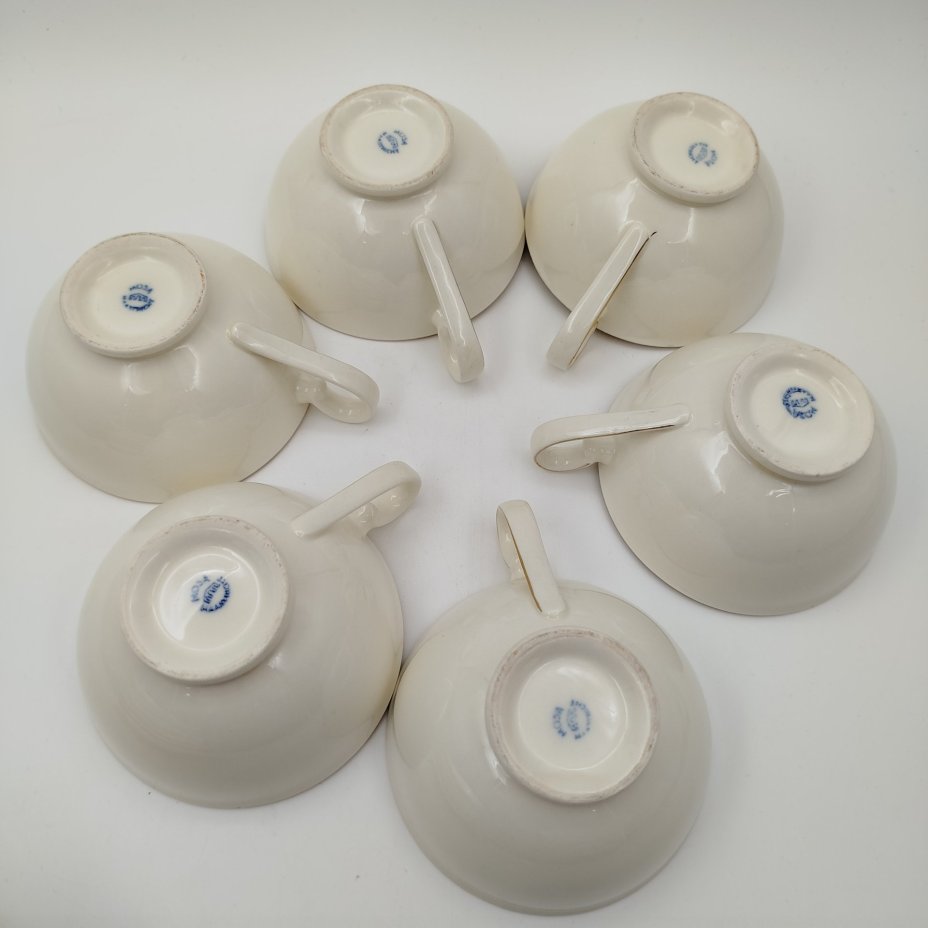 Набор чайных пар цвета слоновой кости на 6 персон, Mosa Maastrich