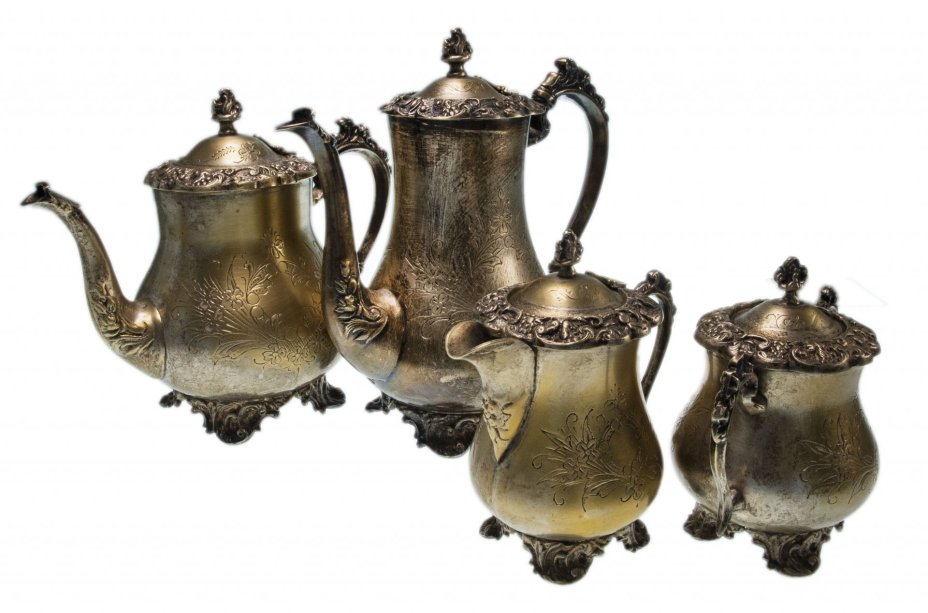 Сервиз кофейный, никель с посеребрением, Западная Европа, 1940-1980 гг.