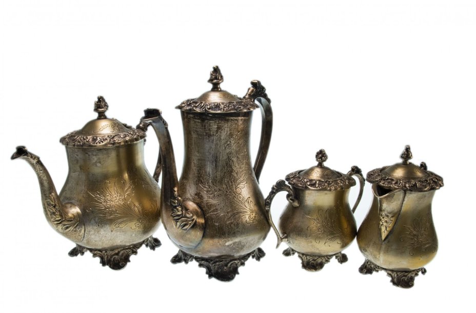 Сервиз кофейный, никель с посеребрением, Западная Европа, 1940-1980 гг.