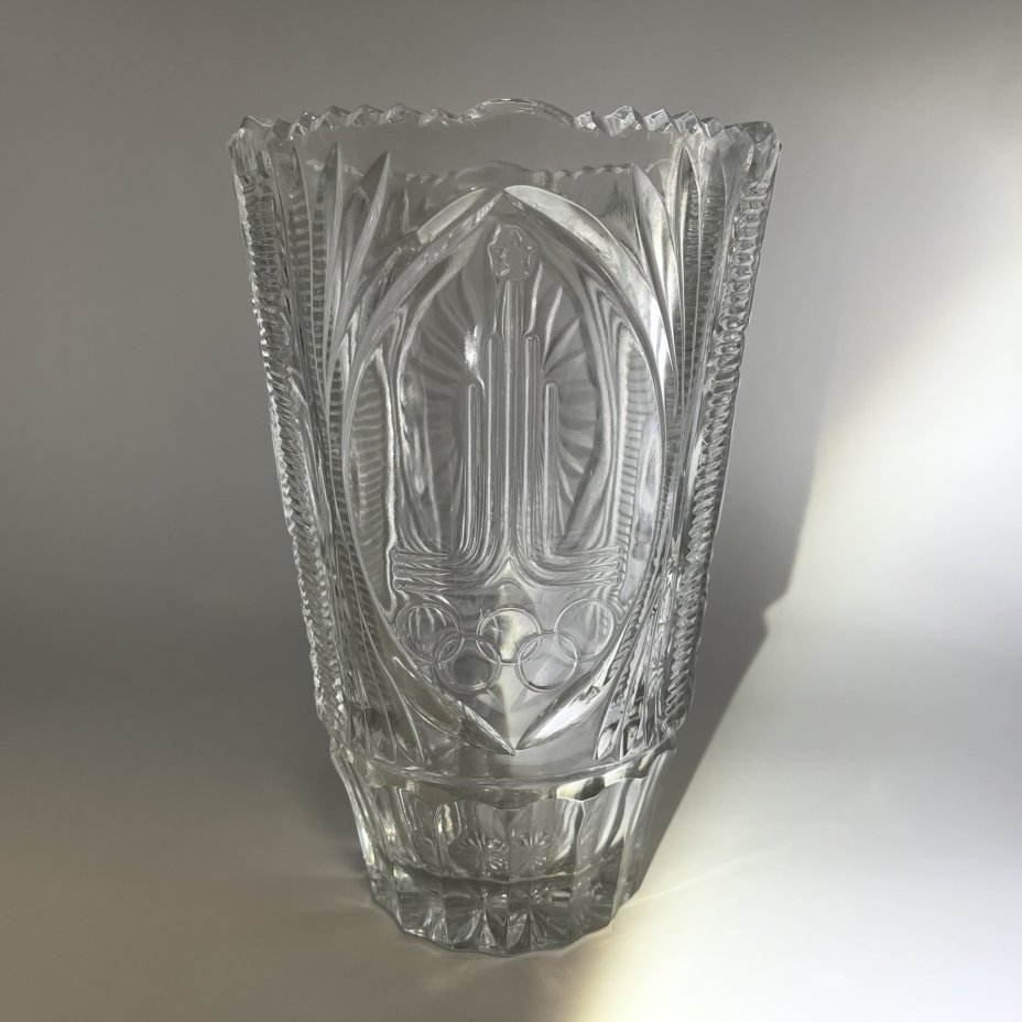 Ваза с символикой Олимпиады-80, хрусталь, алмазная грань, СССР, 1980 г.