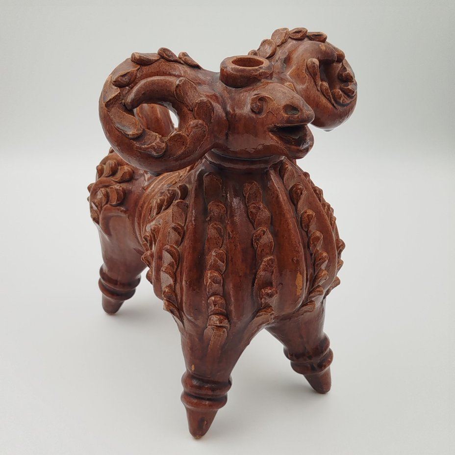 Сосуд зооморфный "Баран" (кувшин, лембик), керамика, Опошня, СССР, 1960-1970 гг.
