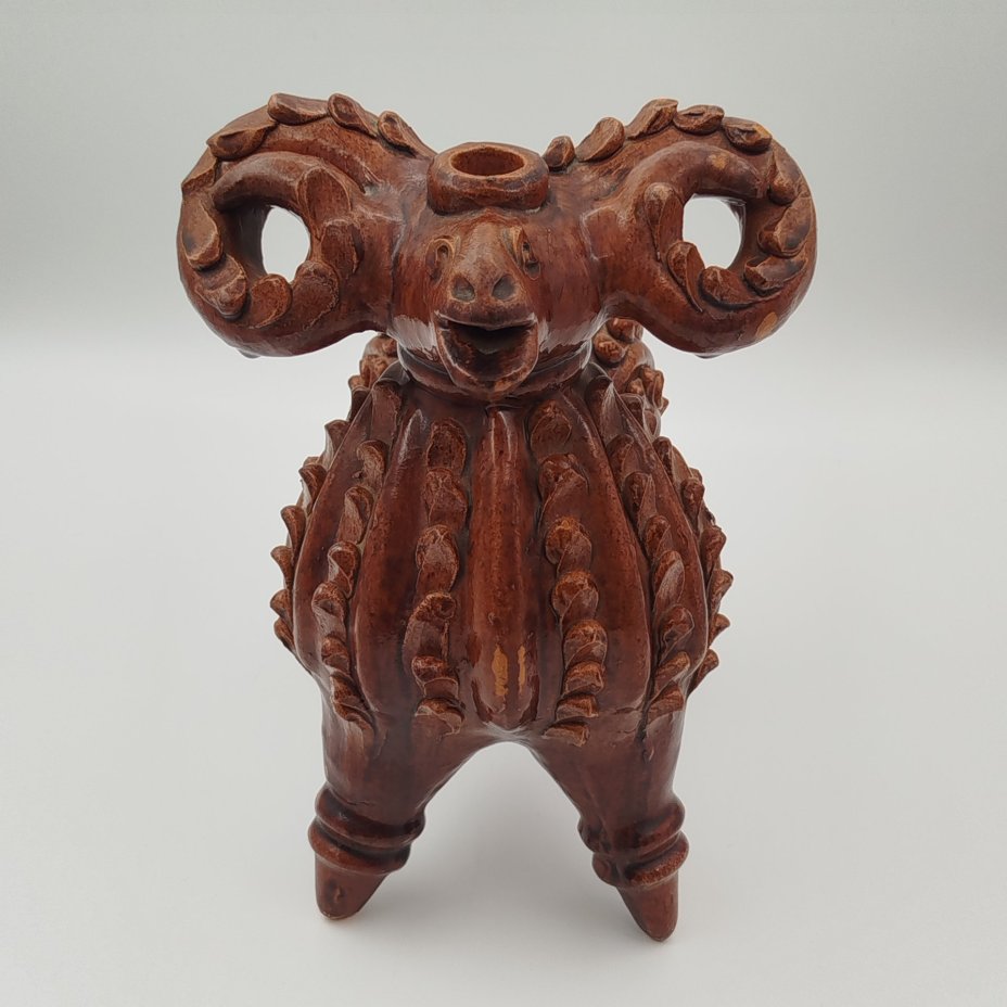 Сосуд зооморфный "Баран" (кувшин, лембик), керамика, Опошня, СССР, 1960-1970 гг.