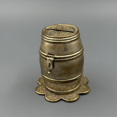 Копилка-бочонок на фигурном основании, металл, серебрение, Württembergische Metallwarenfabrik (WMF), Германия, 1900-1930 гг., Württembergische Metallwarenfabrik (WMF)