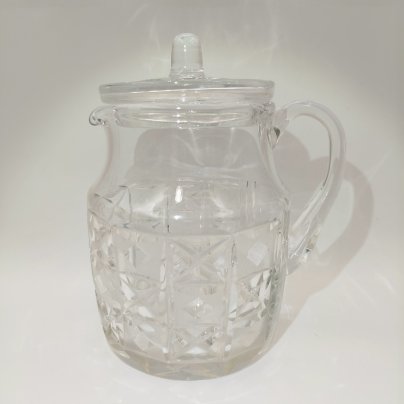 Кувшин "Алмазные квадраты", автор Л.О. Юрген, хрусталь, алмазная грань, Ленинградский завод художественного стекла (ЛЗХС), СССР, 1960-1980 гг.