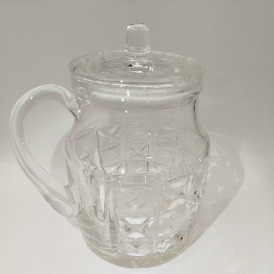 Кувшин "Алмазные квадраты", автор Л.О. Юрген, хрусталь, алмазная грань, Ленинградский завод художественного стекла (ЛЗХС), СССР, 1960-1980 гг.