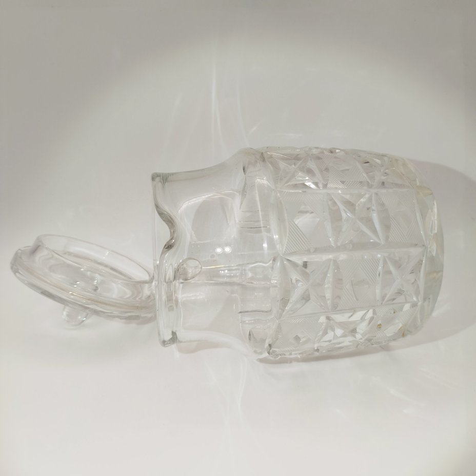 Кувшин "Алмазные квадраты", автор Л.О. Юрген, хрусталь, алмазная грань, Ленинградский завод художественного стекла (ЛЗХС), СССР, 1960-1980 гг.