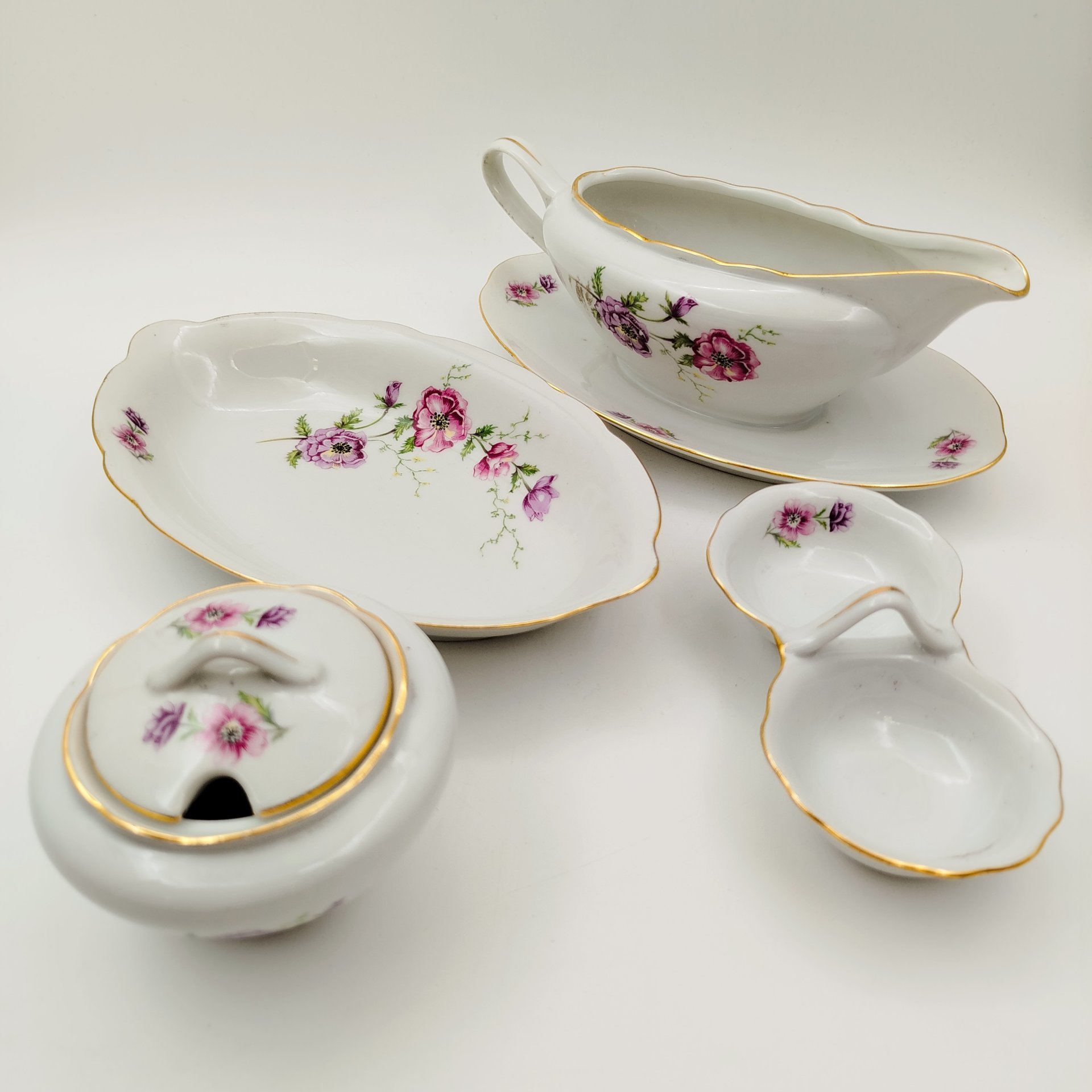 Набор для сервировки (4 предмета) с цветочным декором, "Gebrüder Benedikt"