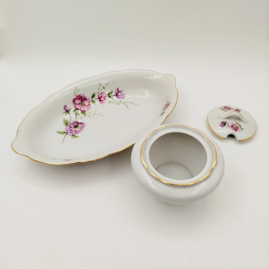 Набор для сервировки (4 предмета) с цветочным декором, "Gebrüder Benedikt"